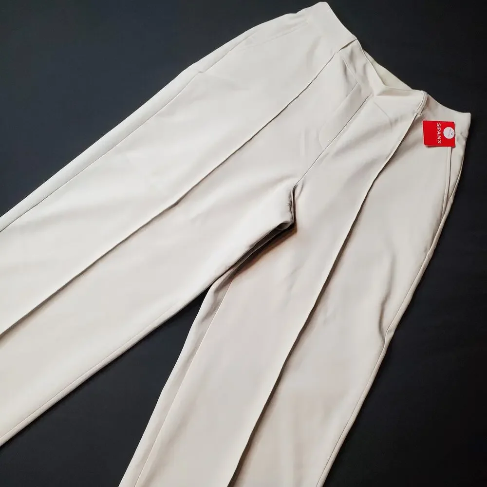 Spanx Women's Size M NWT Carefree Opacity Crepe Trousers Ivory White 20910 - Picture 1 of 9